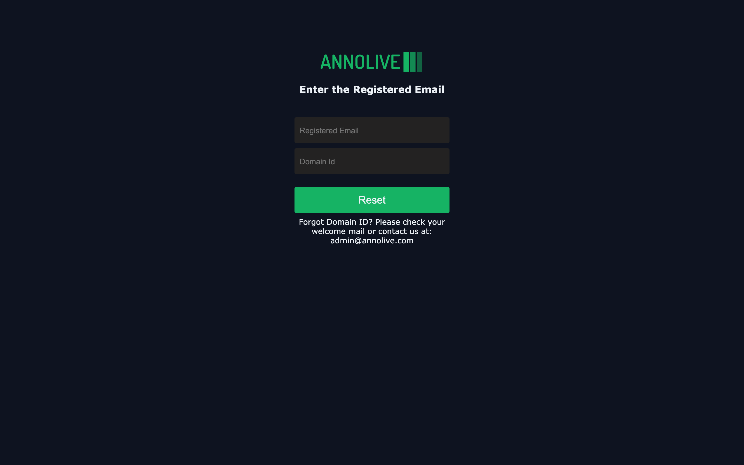 Forgot password page