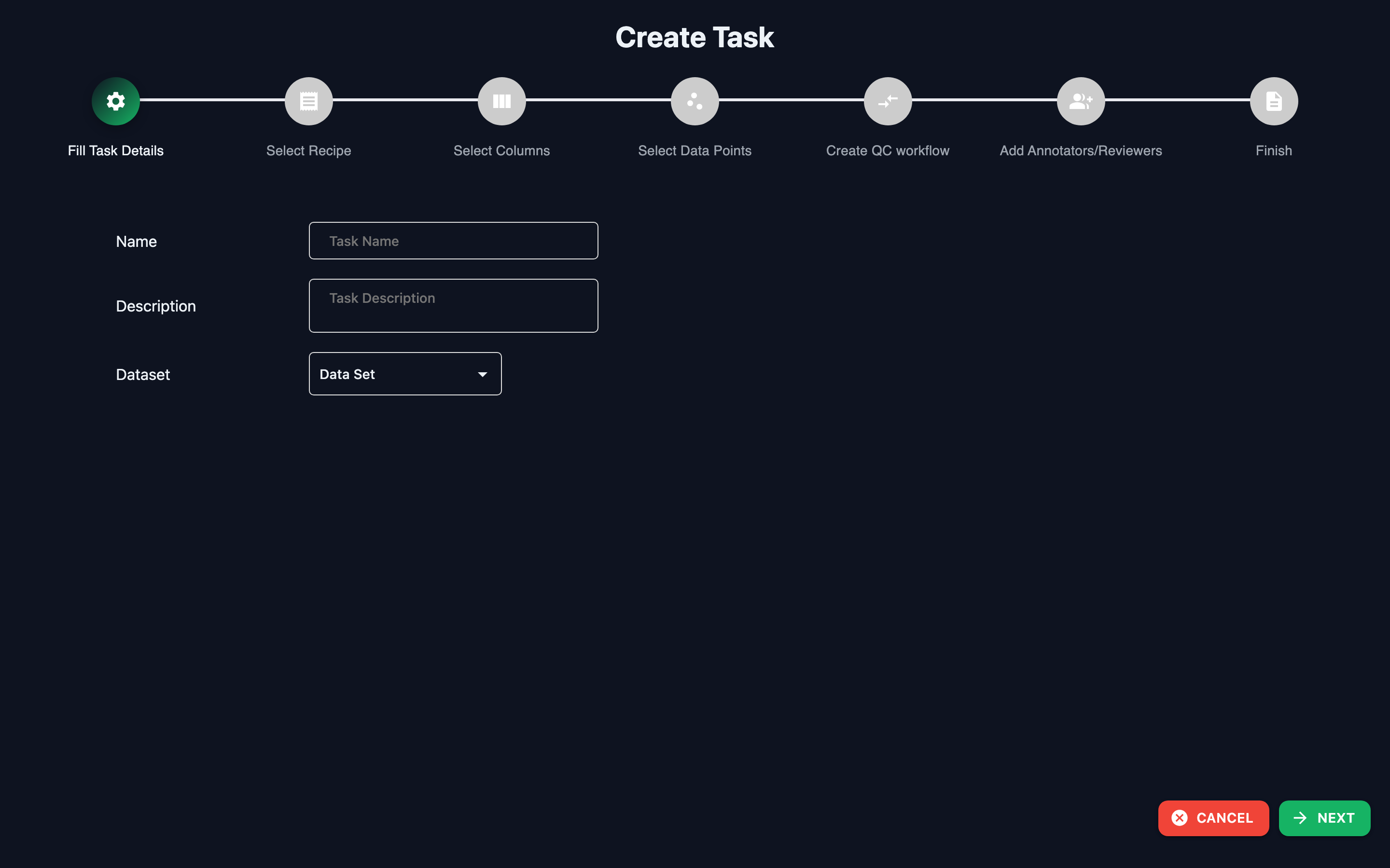 Fill Task Details step