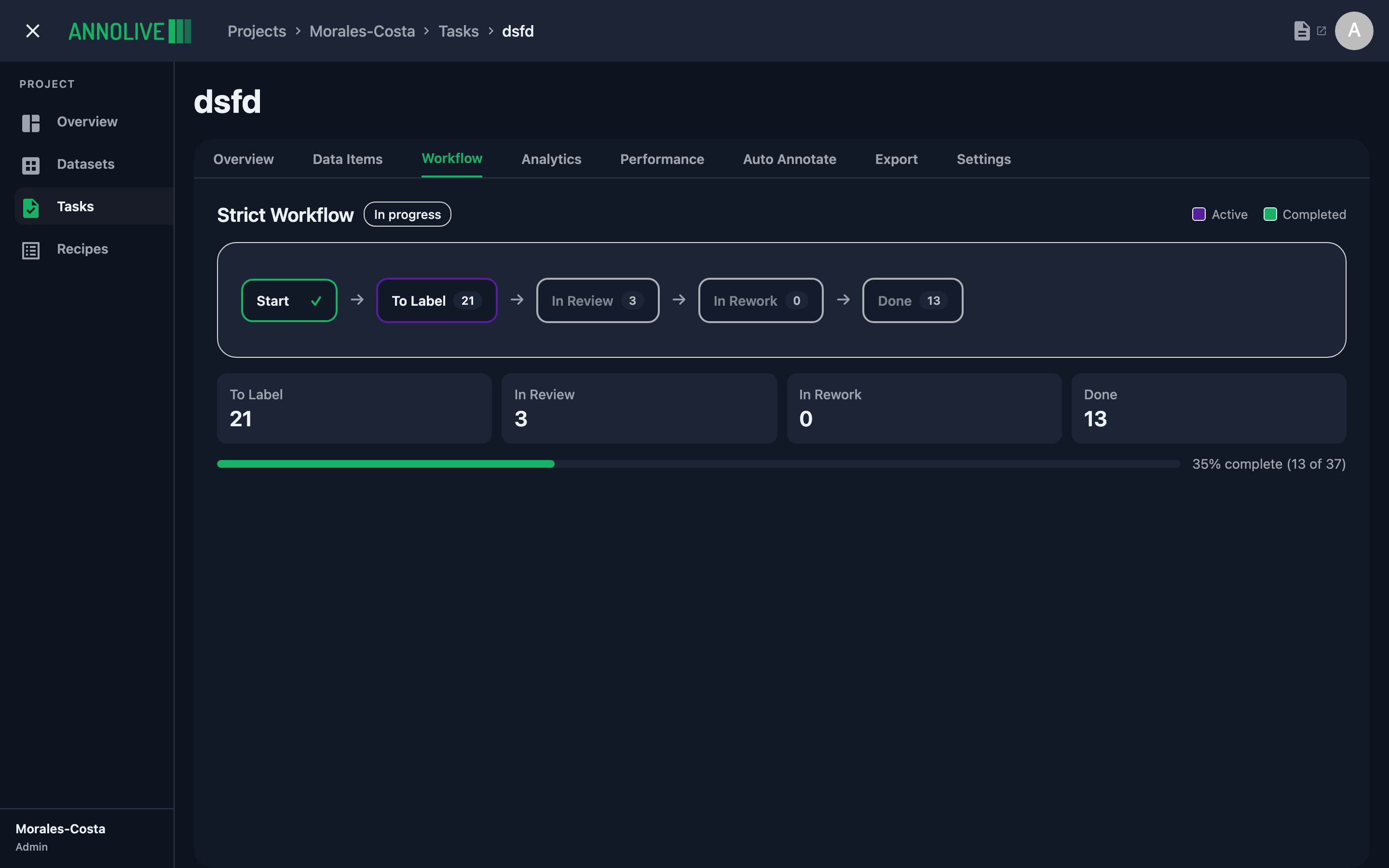 Workflow tab